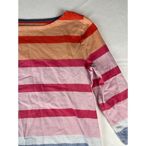 Talbots Petite Striped 3/4 Sleeve Tunic Top Orange Pink Blue White Casual - Picture 1 of 8